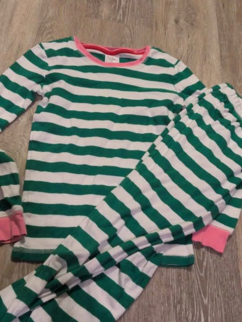 MiniBoden Pajamas 9Y Green White Stripe